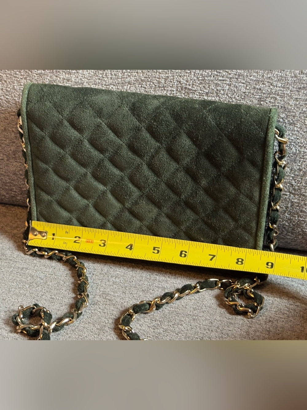 Vintage Collectif Forest Green Diamond-Quilted Evening Purse - Picture 6 of 8